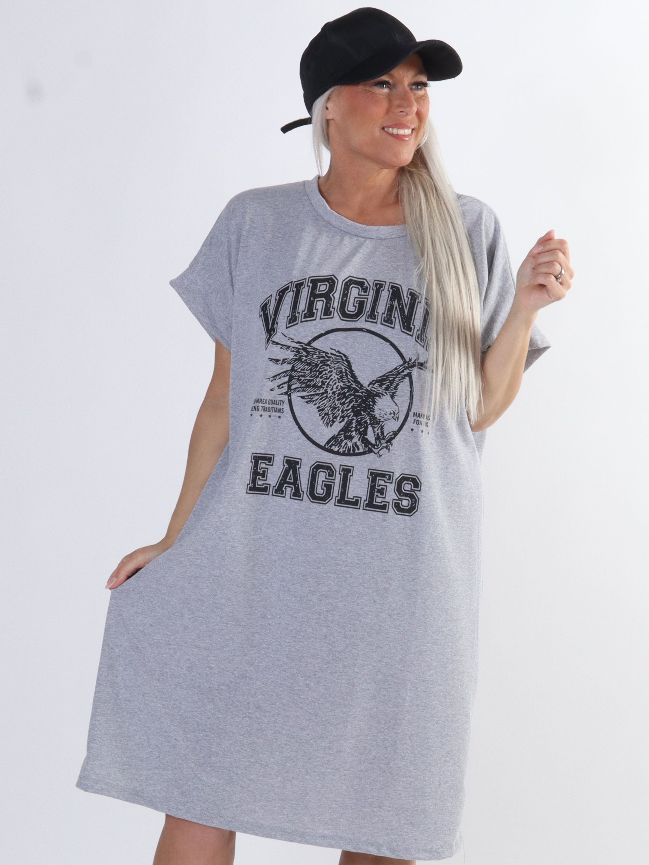 Virginia - Mjuk plus size t-shirt klänning med motiv - Army